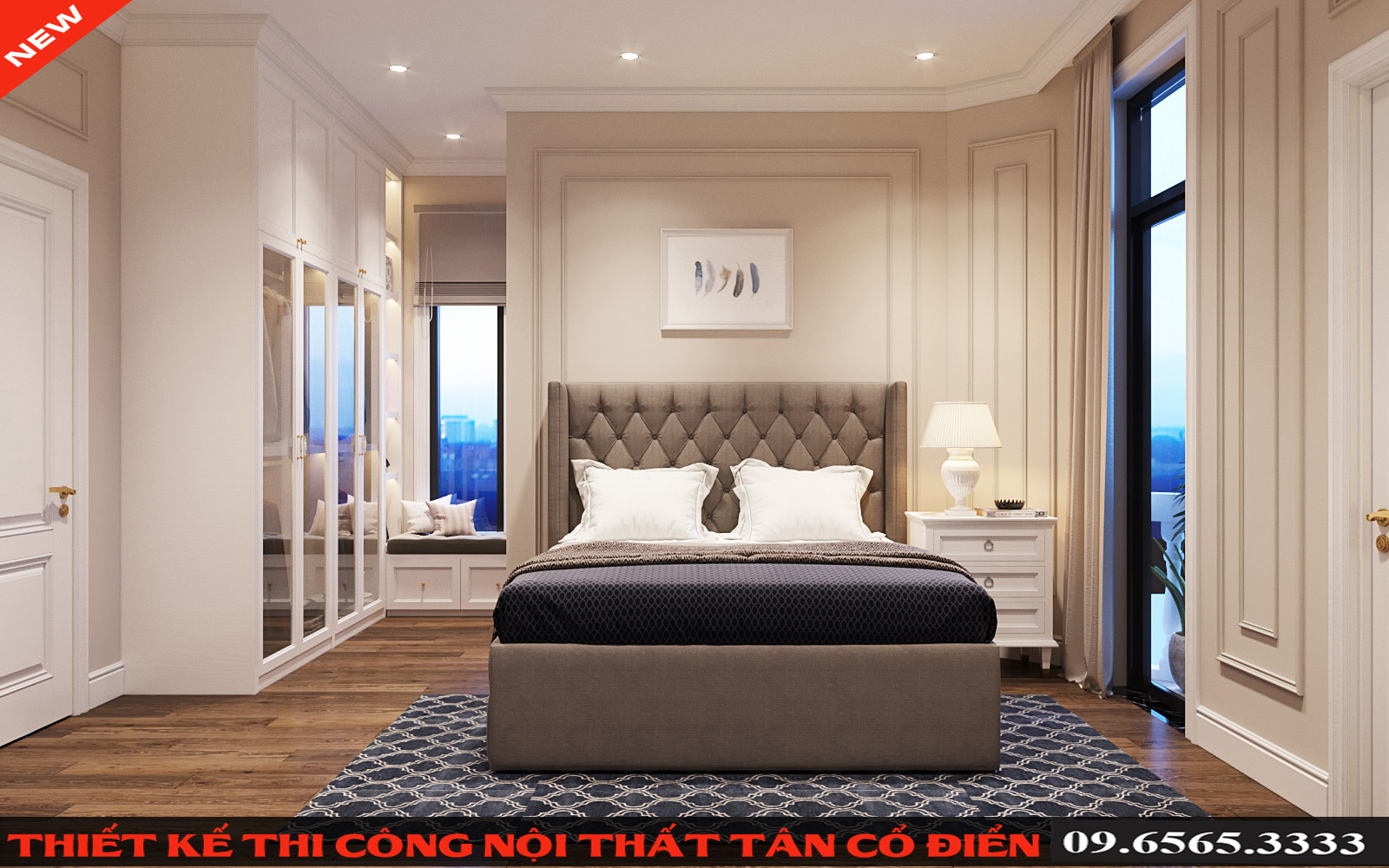 Thiết kế phòng ngủ phong cách tân cổ điển cho chị Kim ở KĐT Nam Đô