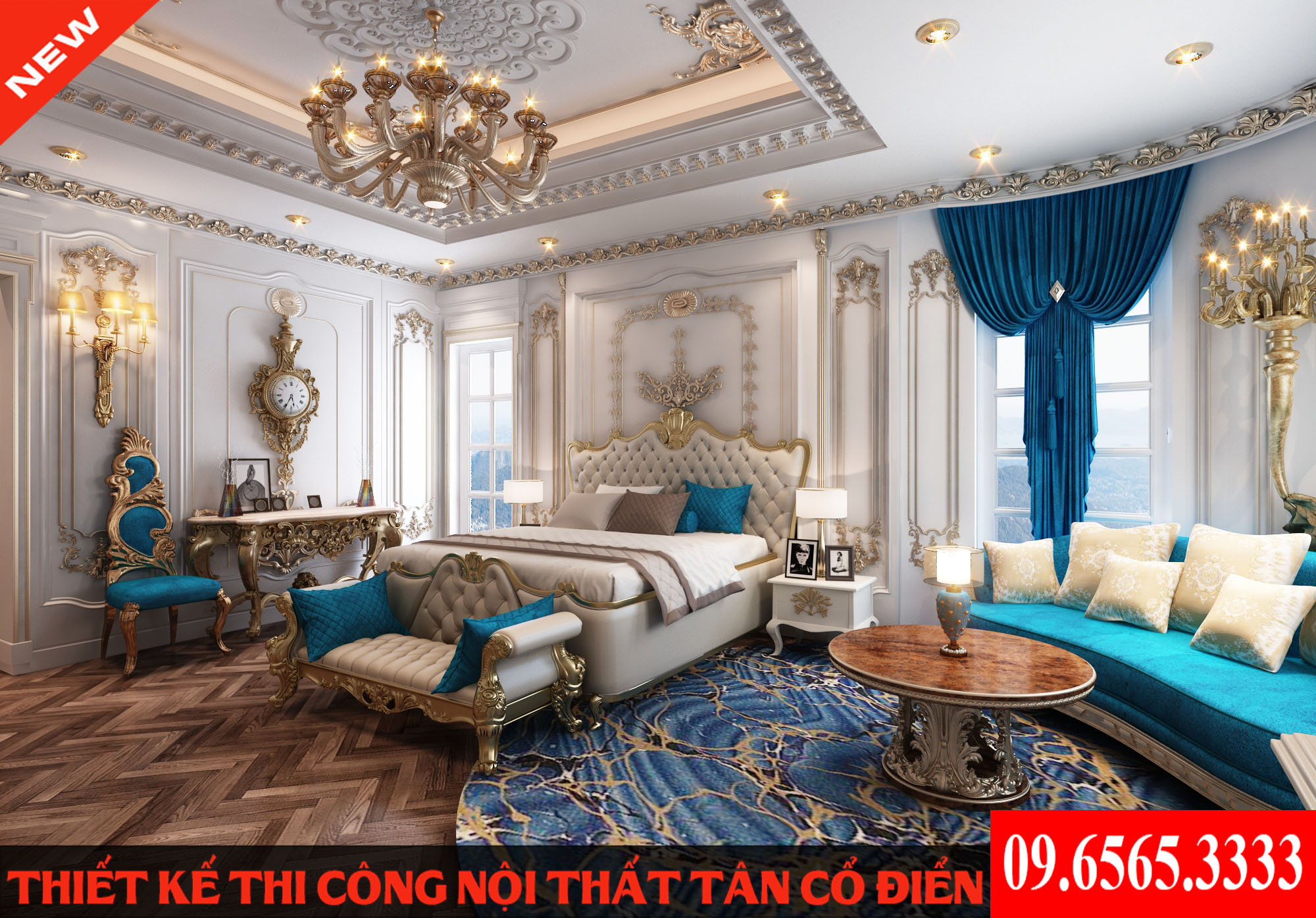 thi công nội thất phòng ngủ tân cổ điển