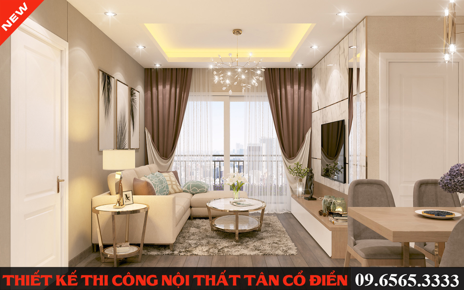 thiết kế thi công nội thất chung cư tân cổ điển