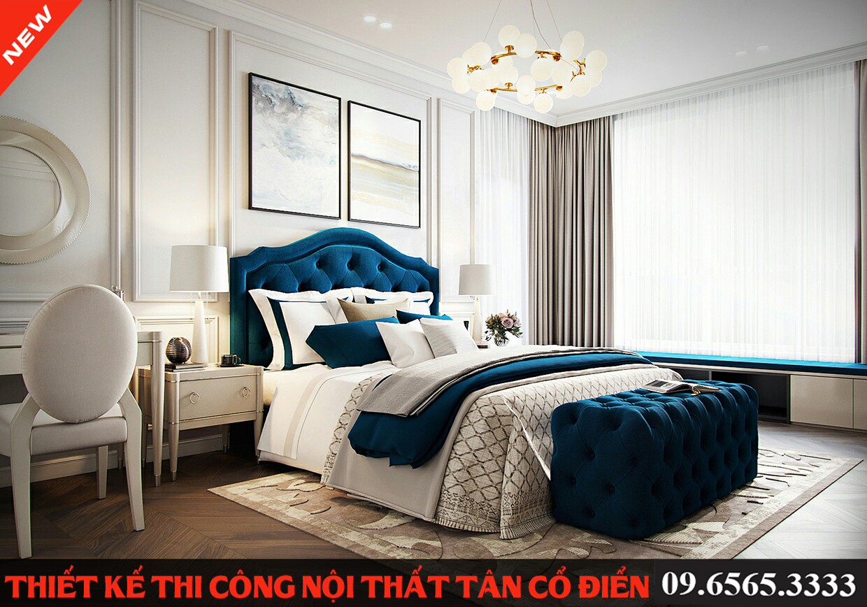 thi công phòng ngủ tân cổ điển