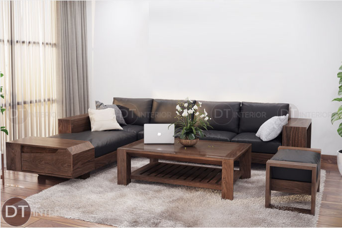 Bàn ghế sofa gỗ chữ L -  SG02